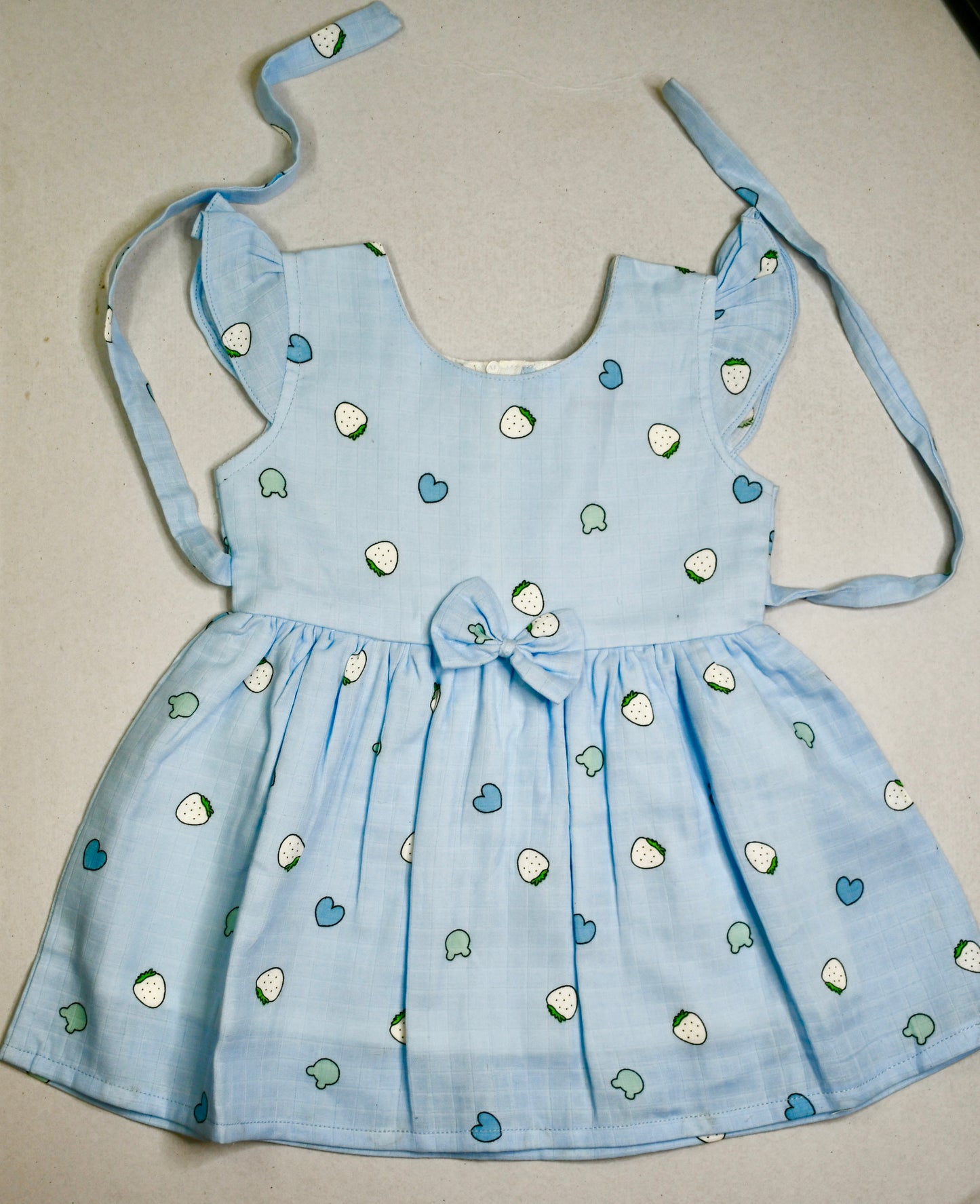 Butter Fly Sleeves Frock Light Blue