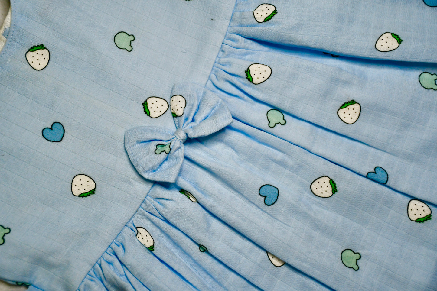 Butter Fly Sleeves Frock Light Blue