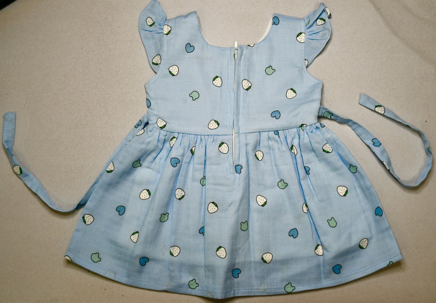 Butter Fly Sleeves Frock Light Blue