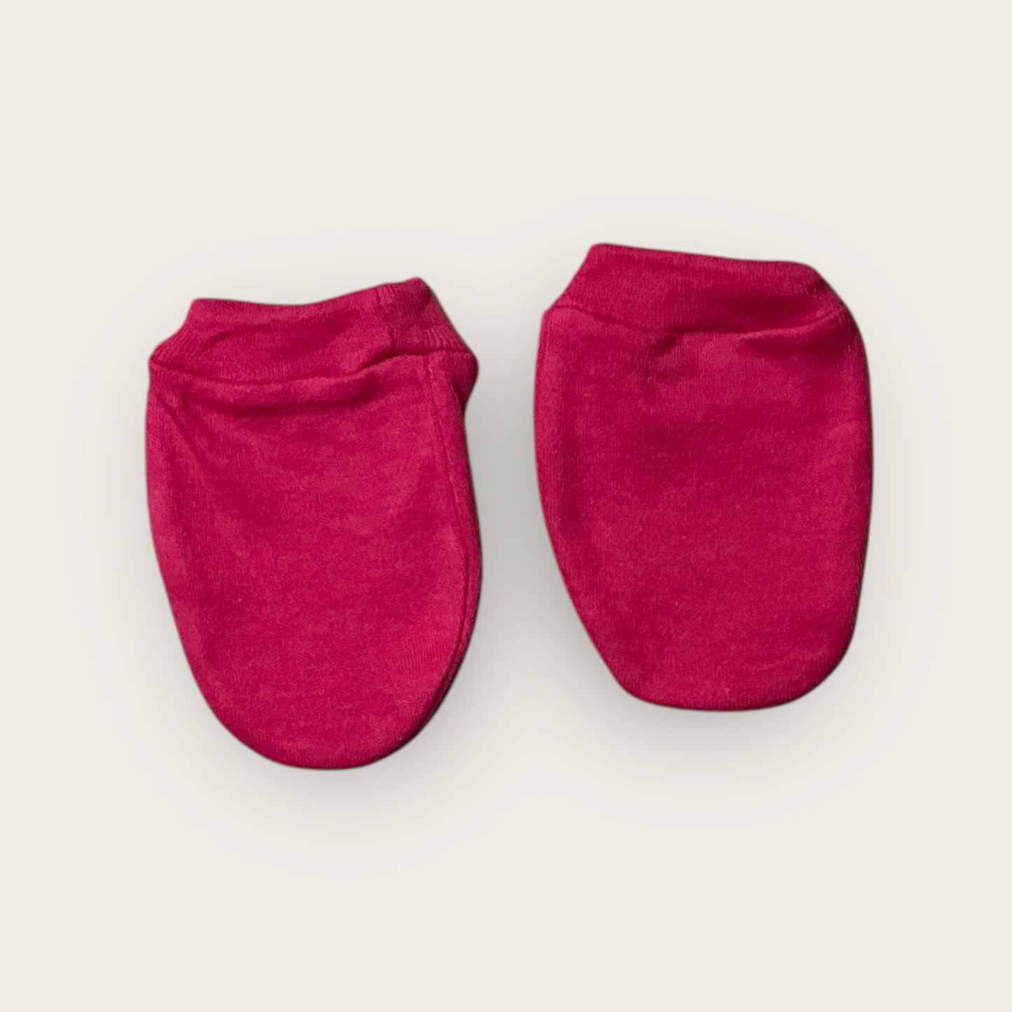 100% Cotton Knit Cap Mittens & Booties Set with pink solid color