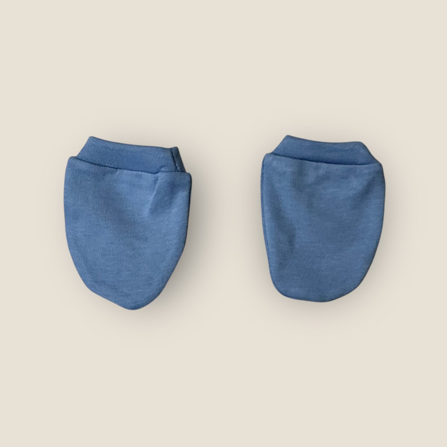 100% Cotton Knit Cap Mittens & Booties Set with blue color