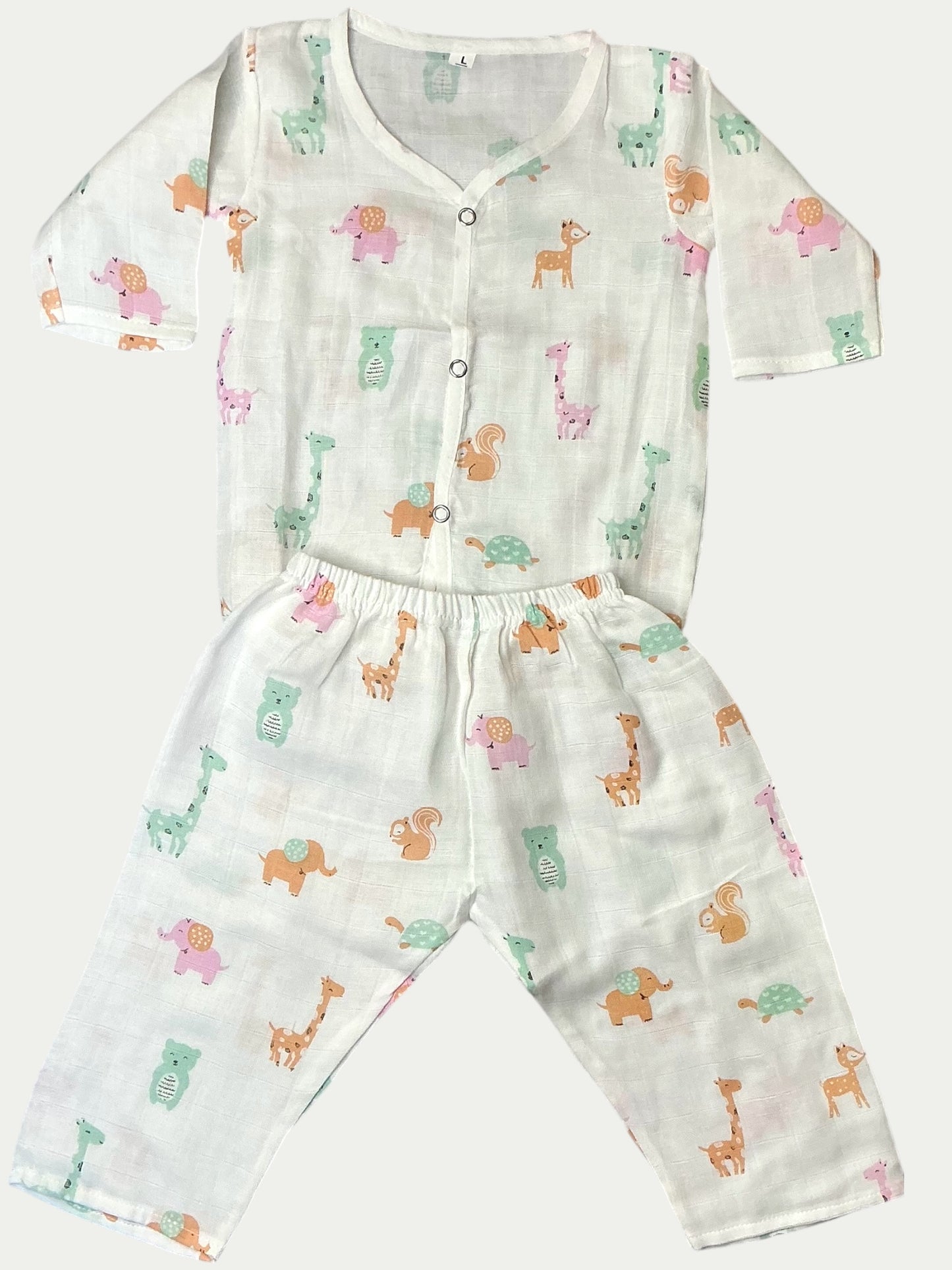 Muslin Pajama Set with Jungle safari print