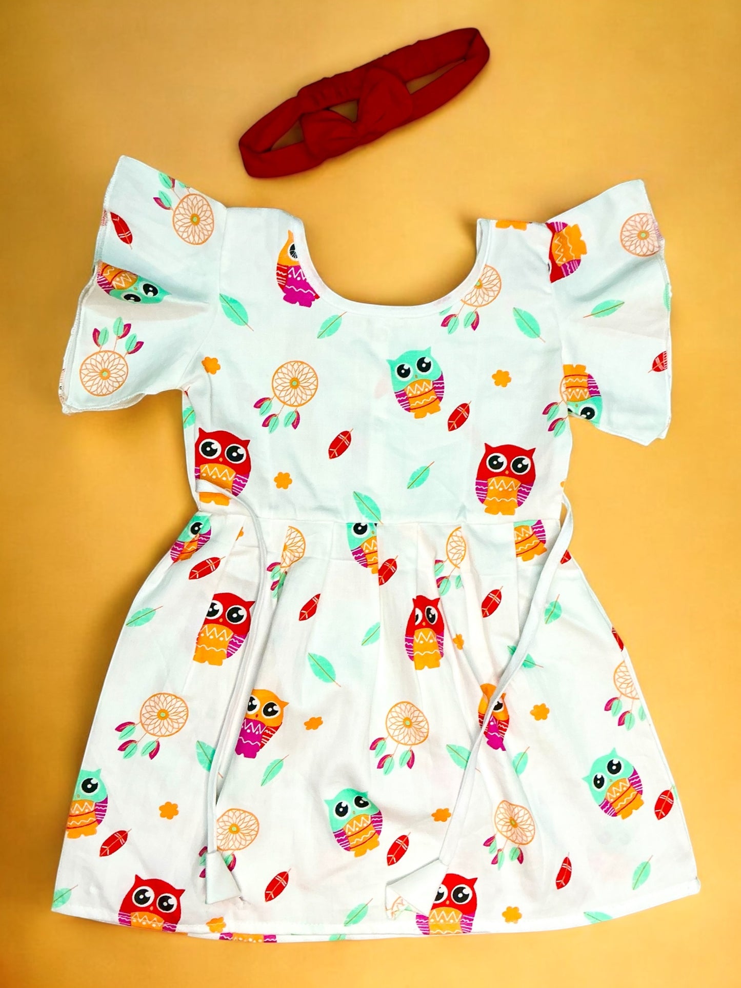 Quirky Owl Print Frock Pure Cotton