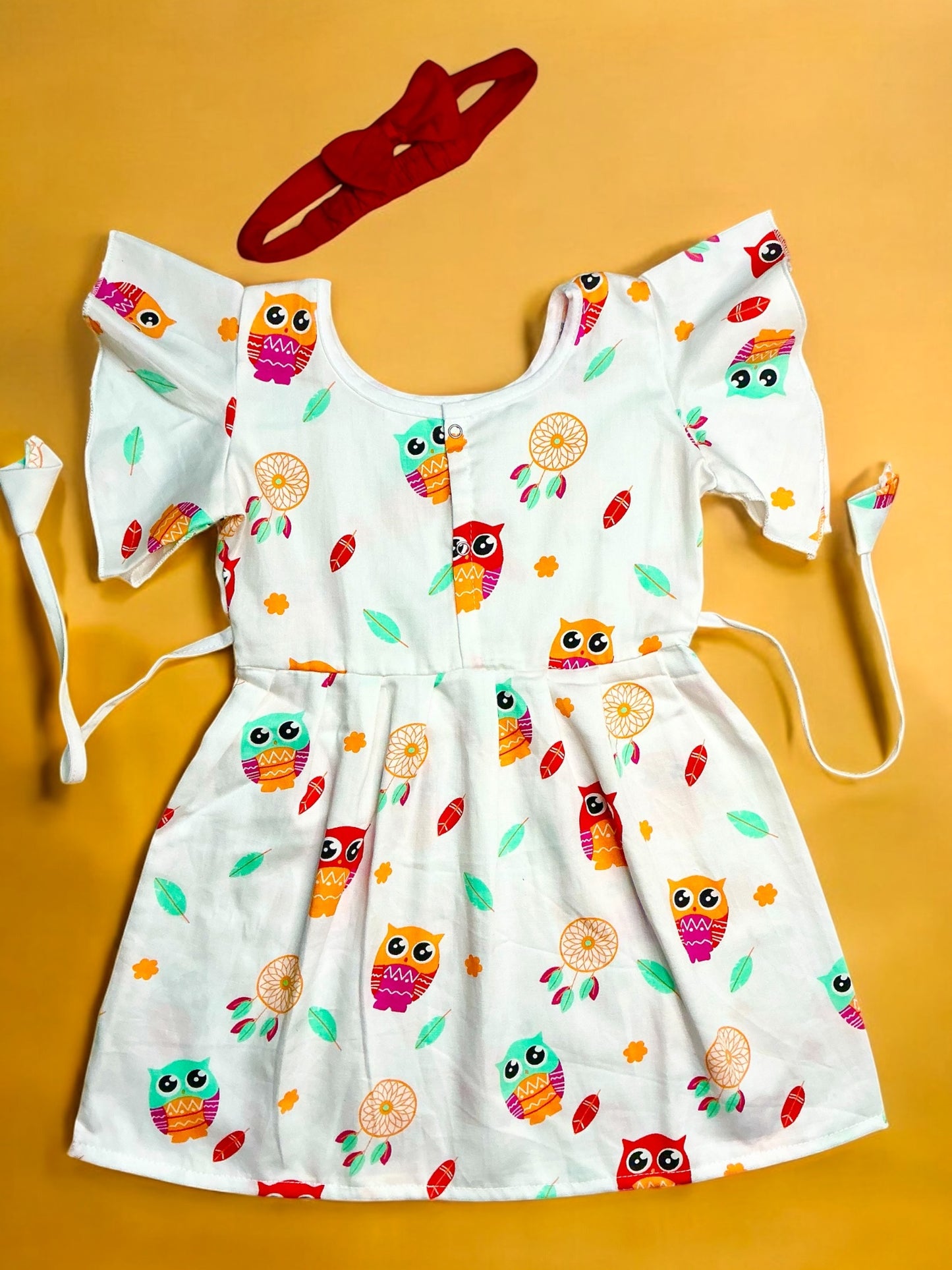 Quirky Owl Print Frock Pure Cotton