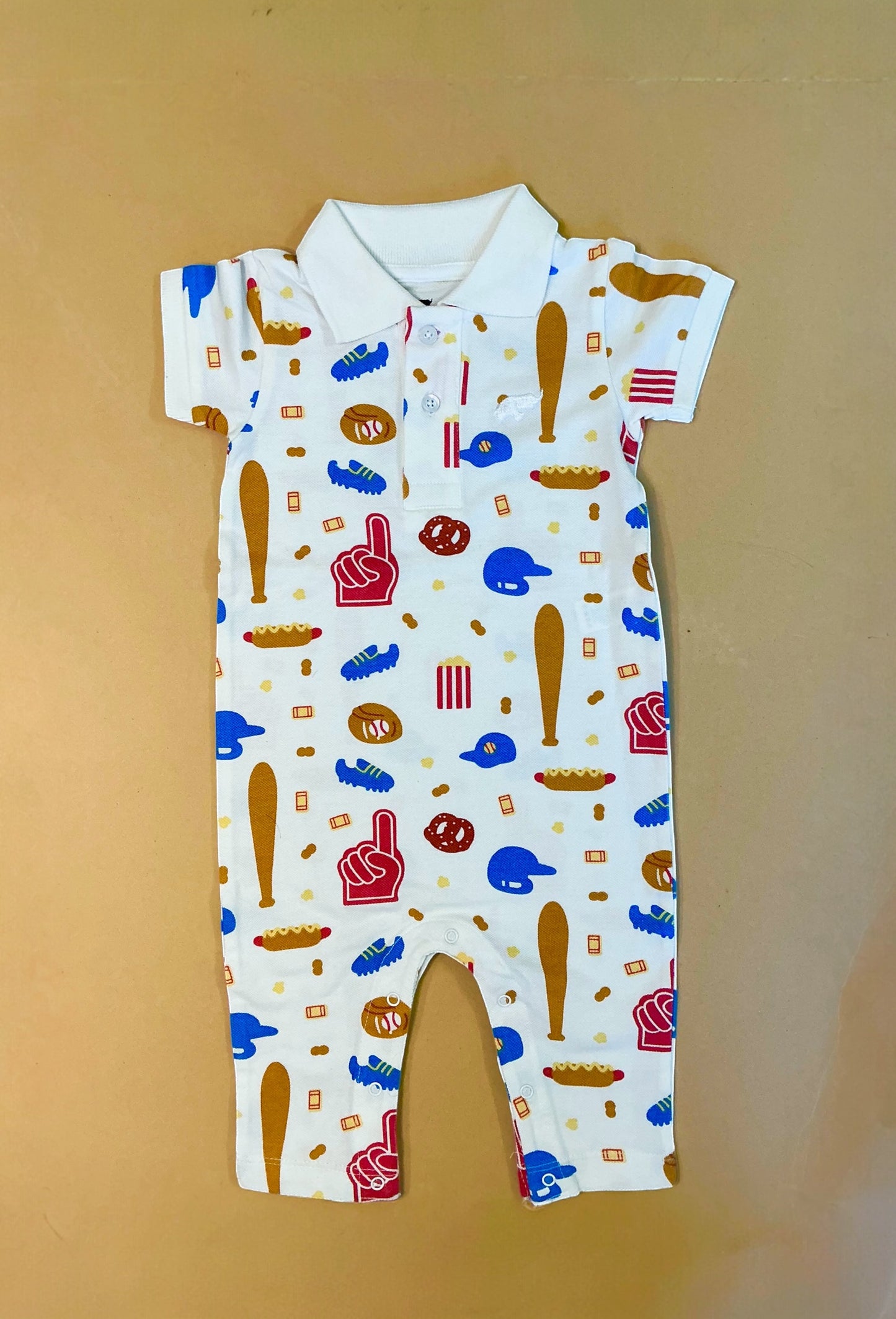 Cricket theme print organic cotton romper