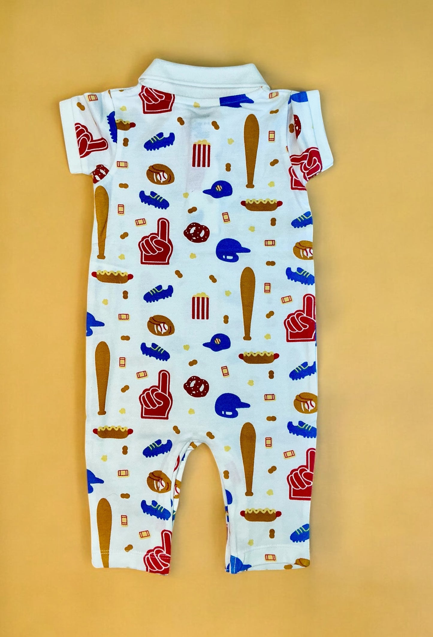 Cricket theme print organic cotton romper