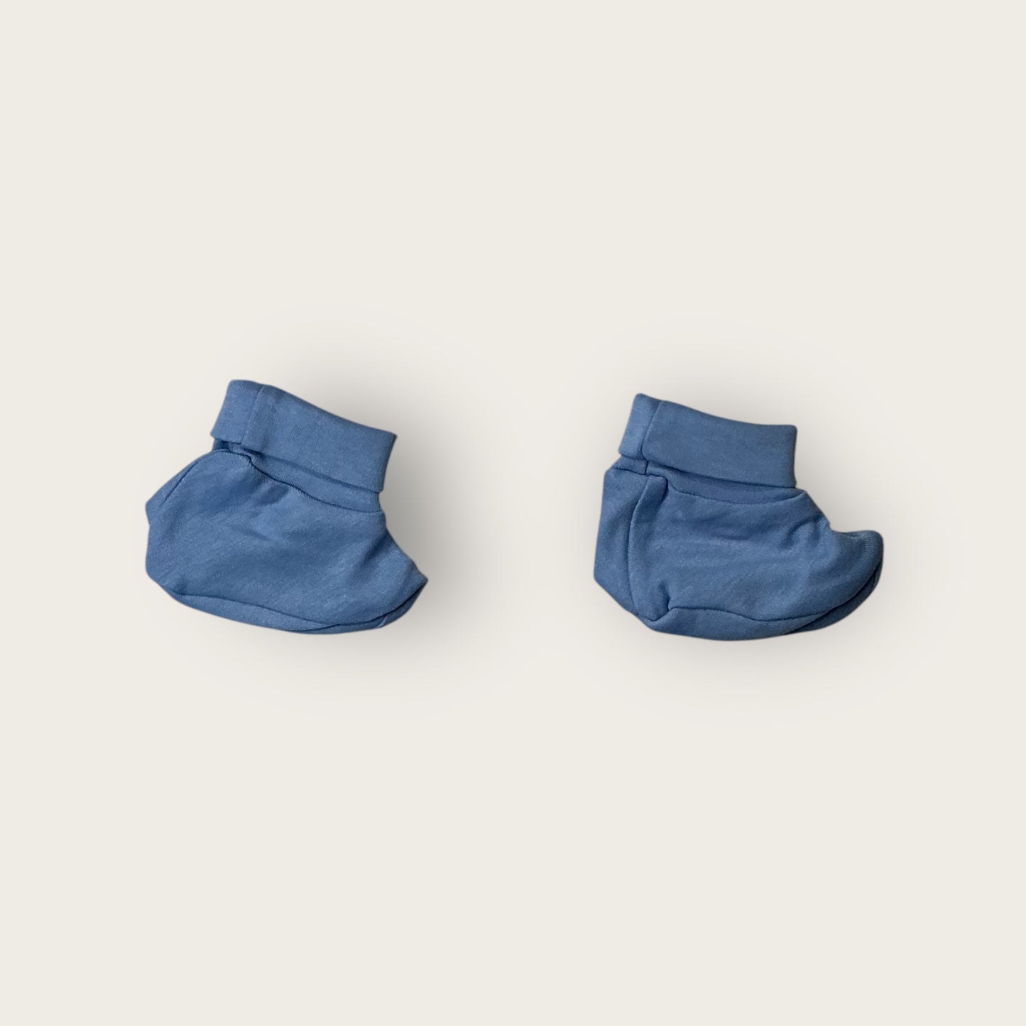 100% Cotton Knit Cap Mittens & Booties Set with blue color