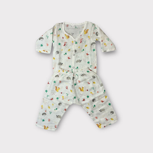 Muslin Pajama Set with Animal Prints