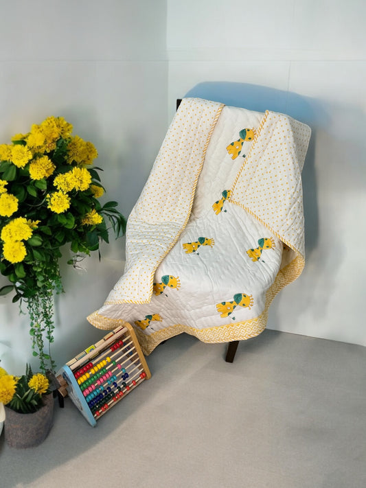 Giraffe block print - pure mul cotton quilt