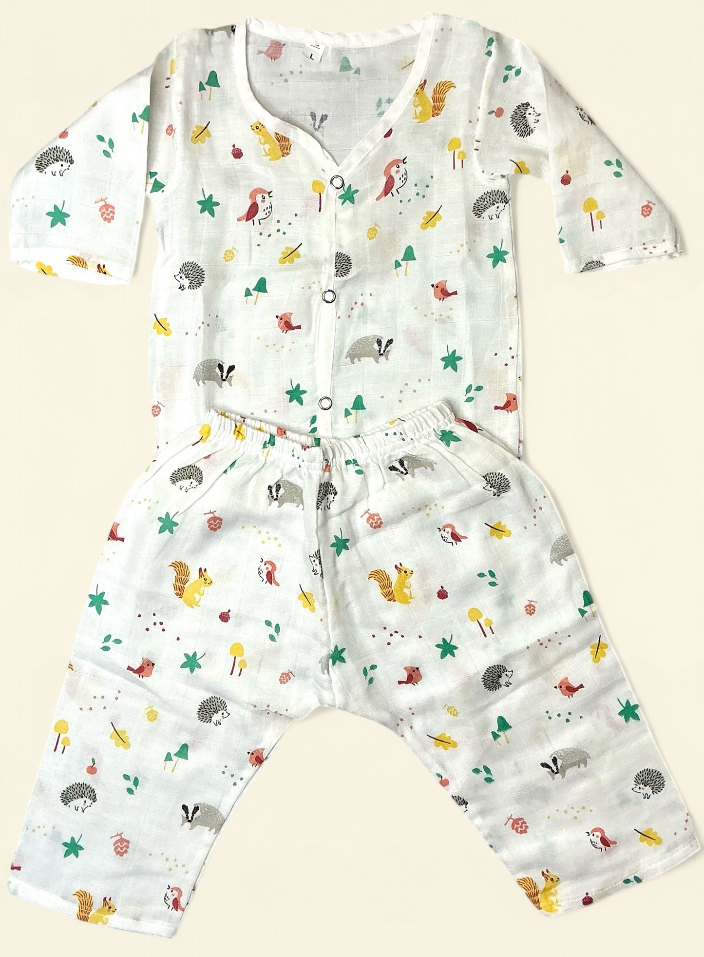 Muslin Pajama Set with Animal Prints