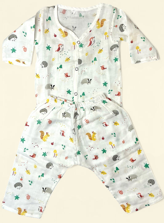 Muslin Pajama Set with Animal Prints