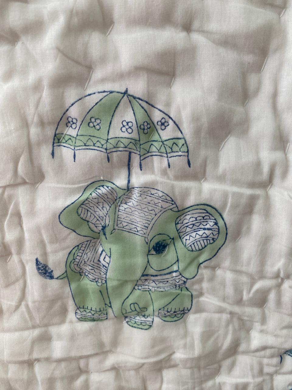 Hathi block print - pure mul cotton quilt