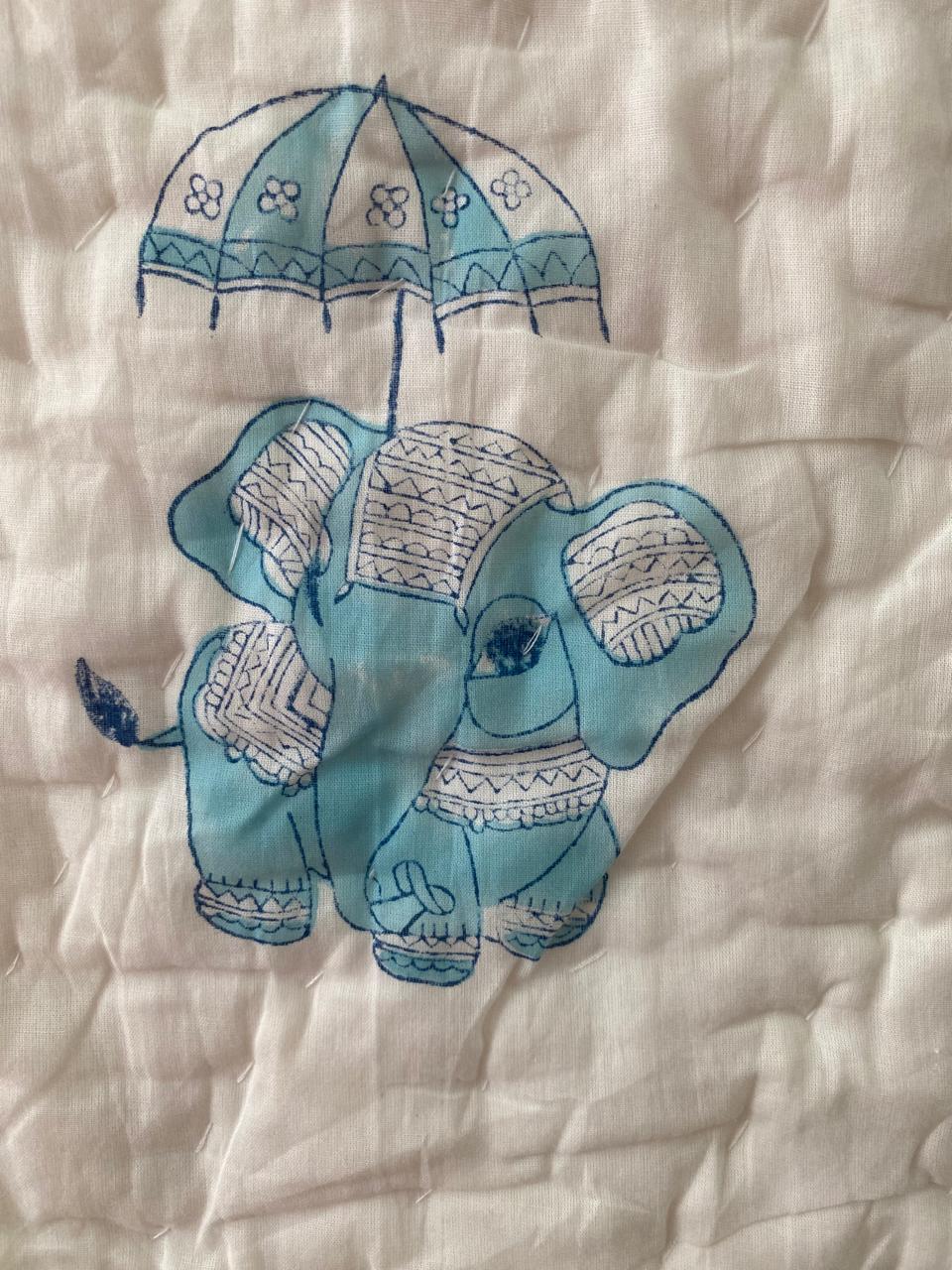 Hathi block print - pure mul cotton quilt