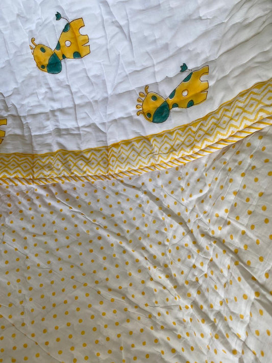 Giraffe block print - pure mul cotton quilt